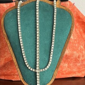 Elegant Silver 4mm AAA CZ Necklace &5mm AAA CZ Bracelet 18”necklace& 8”bracelet